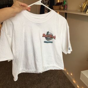 Hard Rock Cafe white cropped tee shirt
